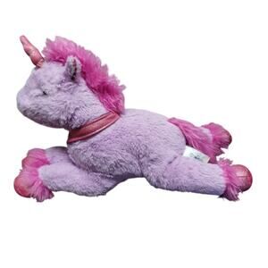 Hug Fun Unicorn Purple Pink Fuzzy Mane Tail Glitter Horn Hooves Plush Stuffed